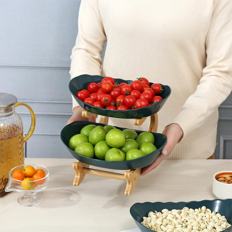 Fruteira de Mesa Decorativa com 2 ou 3 Andares em Bambu e ABS