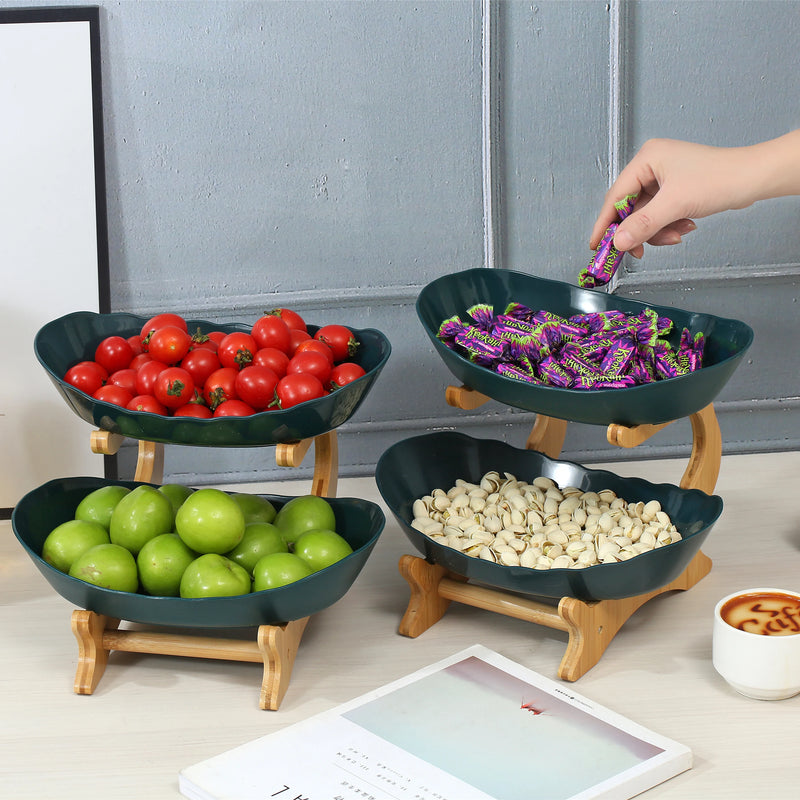 Fruteira de Mesa Decorativa com 2 ou 3 Andares em Bambu e ABS
