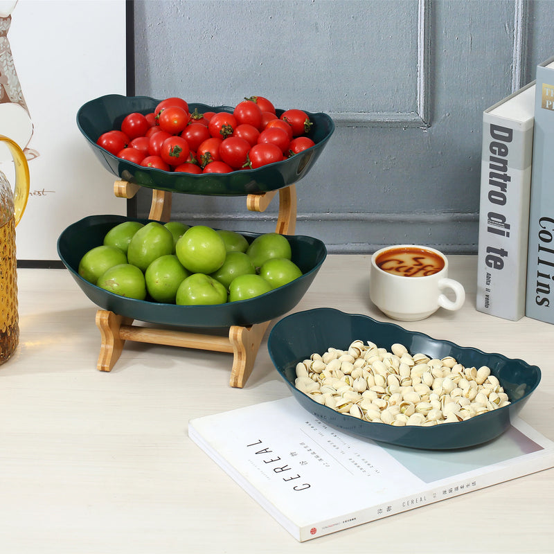 Fruteira de Mesa Decorativa com 2 ou 3 Andares em Bambu e ABS