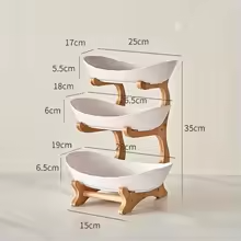 Fruteira de Mesa Decorativa com 2 ou 3 Andares em Bambu e ABS
