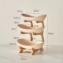 Fruteira de Mesa Decorativa com 2 ou 3 Andares em Bambu e ABS